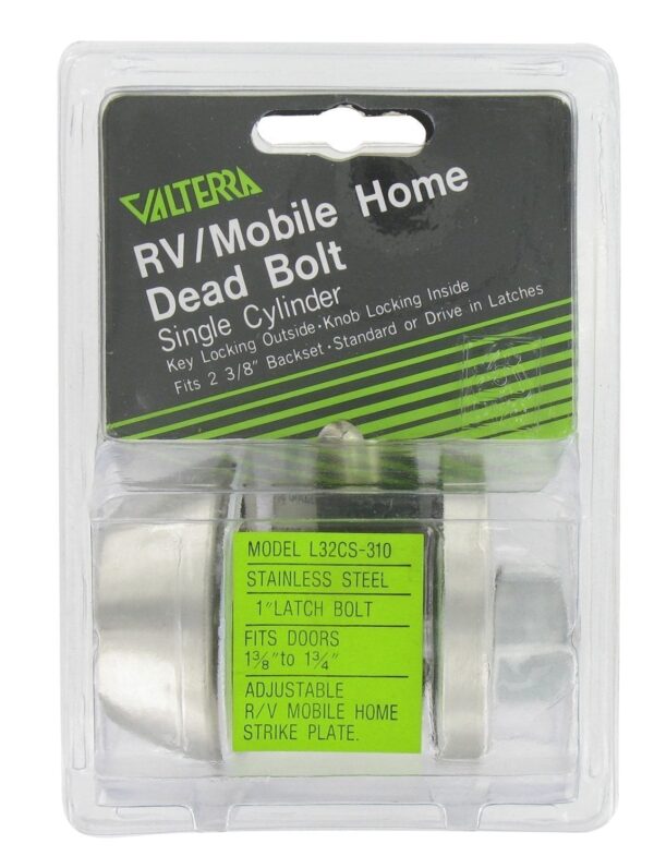 Valterra RV Entry Door Lock, Silver Knob, Deadbolt, 1-3/8 to 1-5/8 Inch