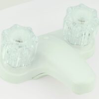 Empire 4 Inch Lavatory Faucet with Diverter and Crystal Knobs, White