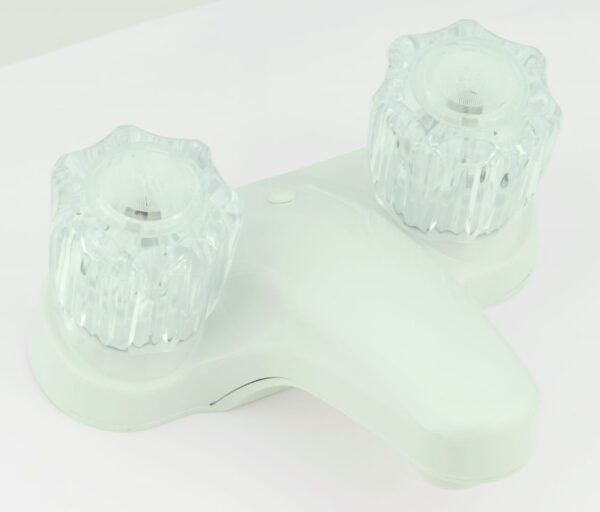 Empire 4 Inch Lavatory Faucet with Diverter and Crystal Knobs, White