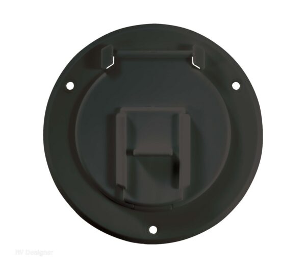 RV Designer 4.3" Electrical Cord Hatch, Round, Black