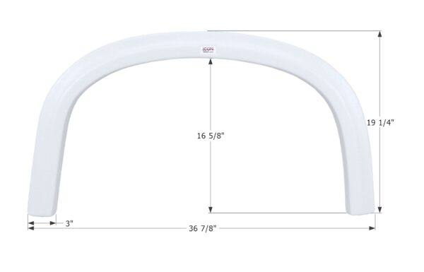 Icon Single Axle Fender Skirt, 37 x 19-1/2 Inch, Polar White