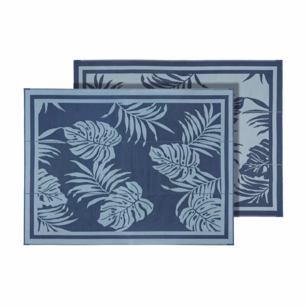 Faulkner Patio Mat, 12 ft x 9 ft, Polypropylene, Blue Caribbean