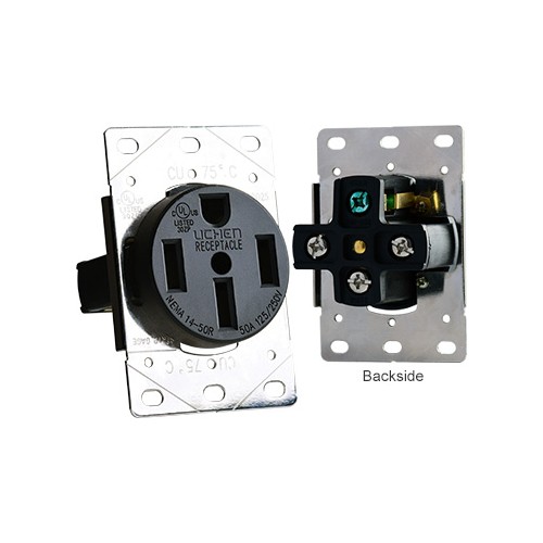 RV Designer 125/250 Volt Single Receptacle, Black