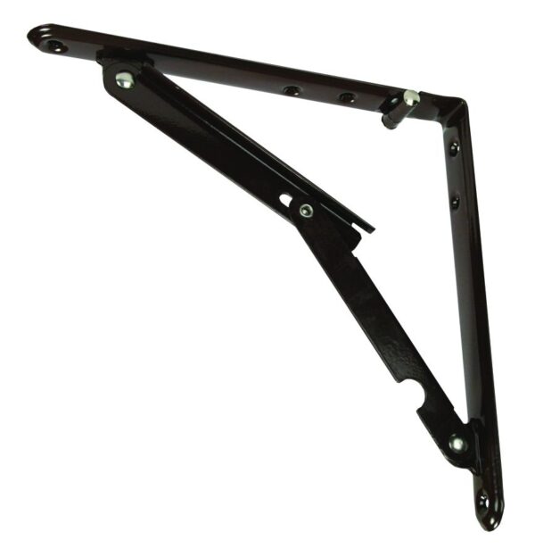 JR Products Shelf Bracket, 7-3/4" Length, 50 lb Capacity, Folding, Brown