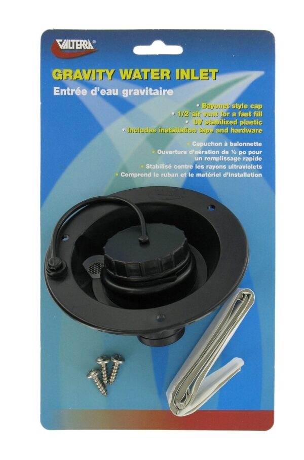Valterra Recessed Gravity Feed Fresh Water Inlet, Black