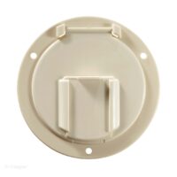 RV Designer 50 Amp Round Electrical Cord Hatch, 4.6 Inch, Colonial White