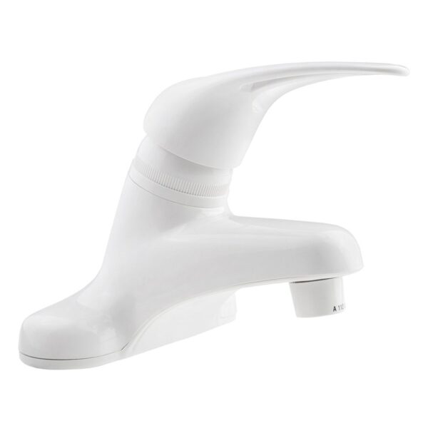 Dura Faucet RV Lavatory Faucet, White, Mid-Arc, 4" Mount