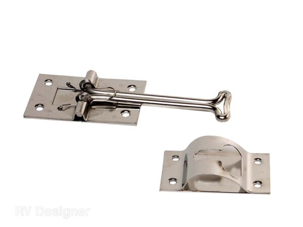 RV Designer Self-Closing Door Holder, 4 in, Silver