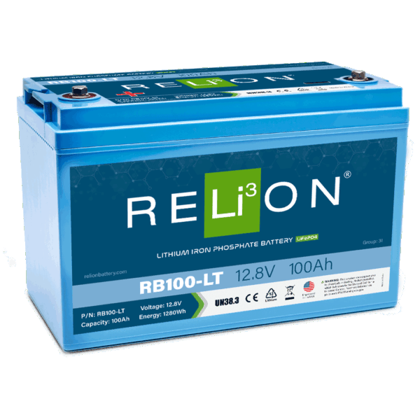 RELiON LT Series 12V 100 Ah Lithium Battery, Cold Weather, -20°C Charging