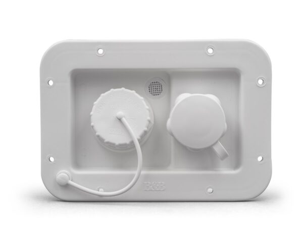 B&B Molders Fresh Water Inlet with Spout Polar White (Recessed Mount, 2-1/2 Inch depth)