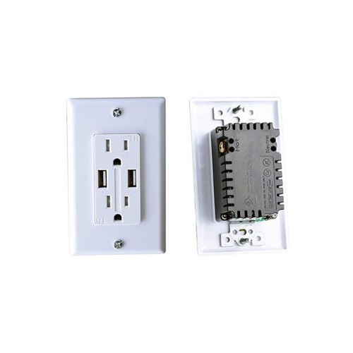 RV Designer 15 Ampere Dual Outlet, 120 Volt, Tamper-Resistant, White