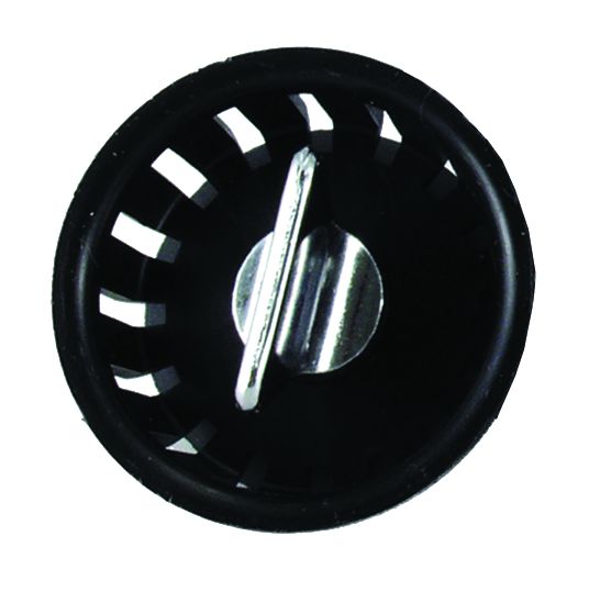 JR Products Twist-Lock Sink Strainer Basket, Black