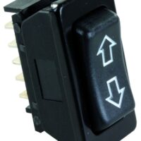 JR Products Black DPDT Rocker Switch, 12V, 20-40 Amp, Momentary On-Off-On