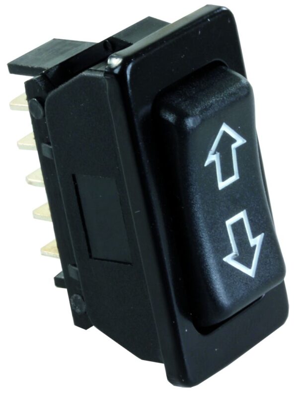 JR Products Black DPDT Rocker Switch, 12V, 20-40 Amp, Momentary On-Off-On