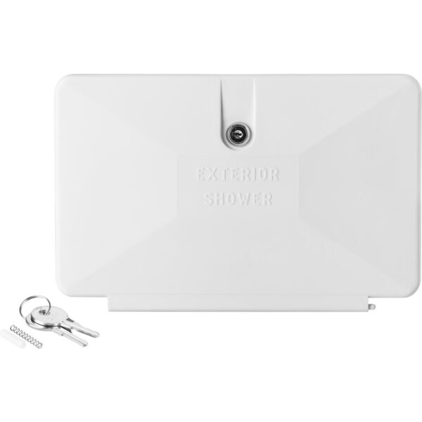 Dura Faucet Exterior Shower Door, White, with Keyed Lock