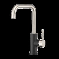 Dura Faucet RV Kitchen Faucet with 90-Degree Spout, Black/Silver