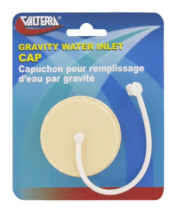 Valterra Fresh Water Inlet Cap, Bayonet Locking, Colonial White with Lanyard