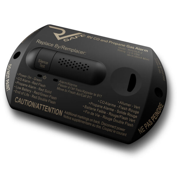 RV Safe Carbon Monoxide and Propane Detector, 12V Hardwired, Black