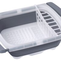 Progressive International Over-Sink Dish Drainer, Collapsible, White and Gray