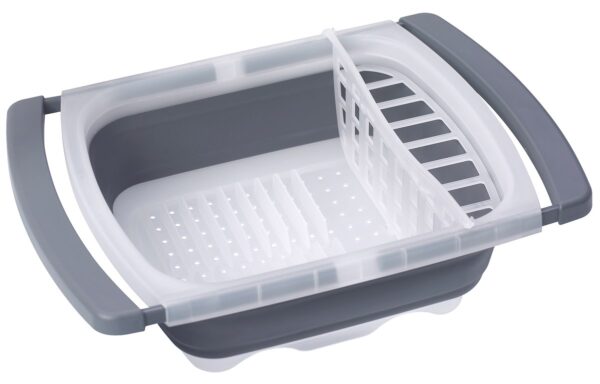 Progressive International Over-Sink Dish Drainer, Collapsible, White and Gray