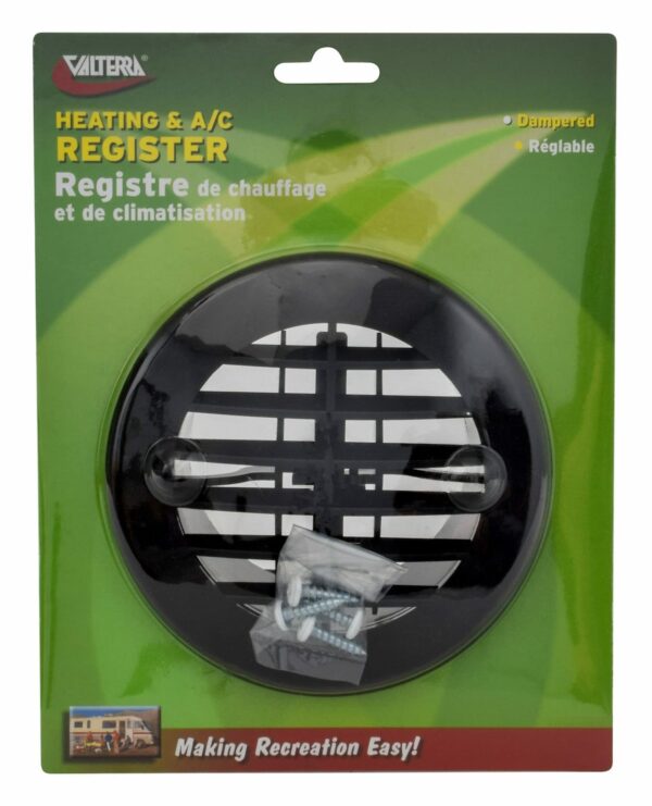 Valterra Heating/Cooling Register Black, Round 5-3/8"