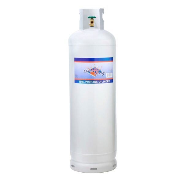 Flame King Propane Tank, 100 lb, Portable, White, Powder Coated