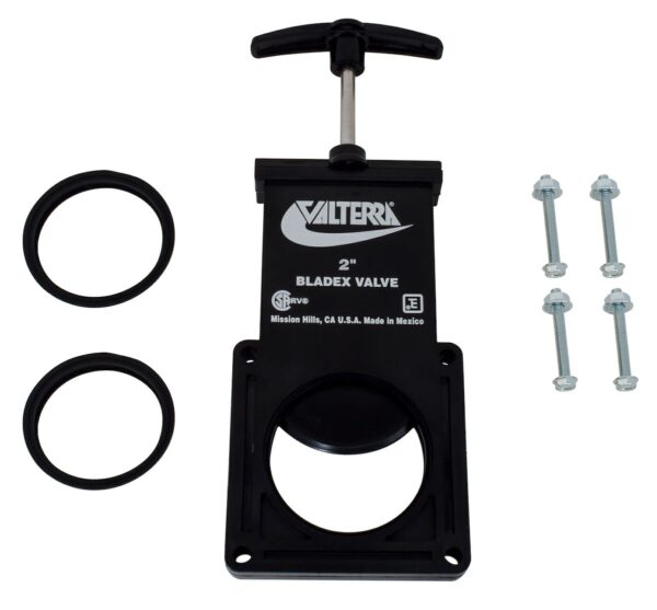 Valterra 2 Inch Black Water Sewer Valve with Plastic Handle