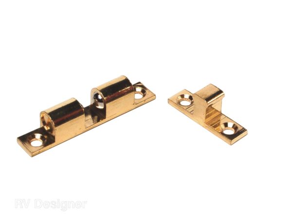 RV Designer Brass Bead Door Catch, Gold, 2 Inch, Set of 2