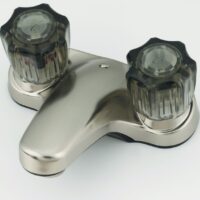 Empire 4 Inch Lavatory Faucet with Diverter and Smoke Crystal Knobs, Nickel-Plated