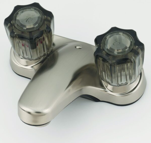 Empire 4 Inch Lavatory Faucet with Diverter and Smoke Crystal Knobs, Nickel-Plated