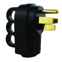 Hughes 50 Amp RV Power Cord Plug End, 14-50P, Male, Black