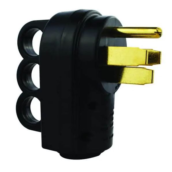 Hughes 50 Amp RV Power Cord Plug End, 14-50P, Male, Black