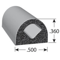 Trim-Lok Weather Stripping, EPDM Rubber, 0.36" x 1/2" Adhesive-Backed, 500 ft