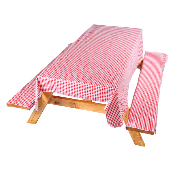 Coghlan's Tablecloth with Bench Covers, 84 x 54 Inches, Red and White Checkered