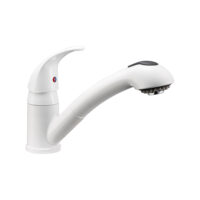 Dura Faucet Single Handle Kitchen Faucet, Pull-Out Sprayer, White
