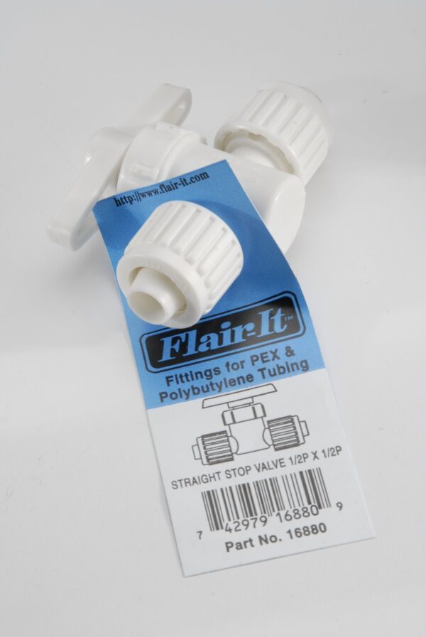 Elkhart Supply 1/2 Inch Fresh Water Stop Valve, Straight, White