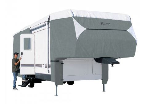 Classic Accessories Fifth Wheel Trailer Cover, 26 feet, Gray/White, Poly PRO3