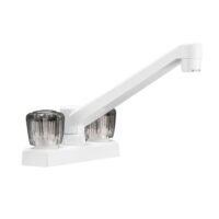 Dura Faucet Compact Kitchen Faucet with High-Arc Spout and Dual Knobs, White