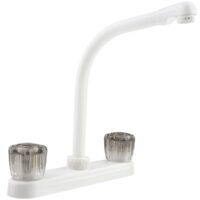 Dura Faucet RV Kitchen Faucet, High Arc, Dual Knob, White