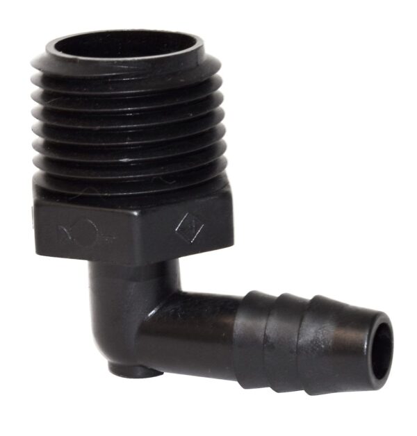 Valterra 90-Degree Elbow, 1/2-Inch Male Thread to 3/8-Inch Barb, Black