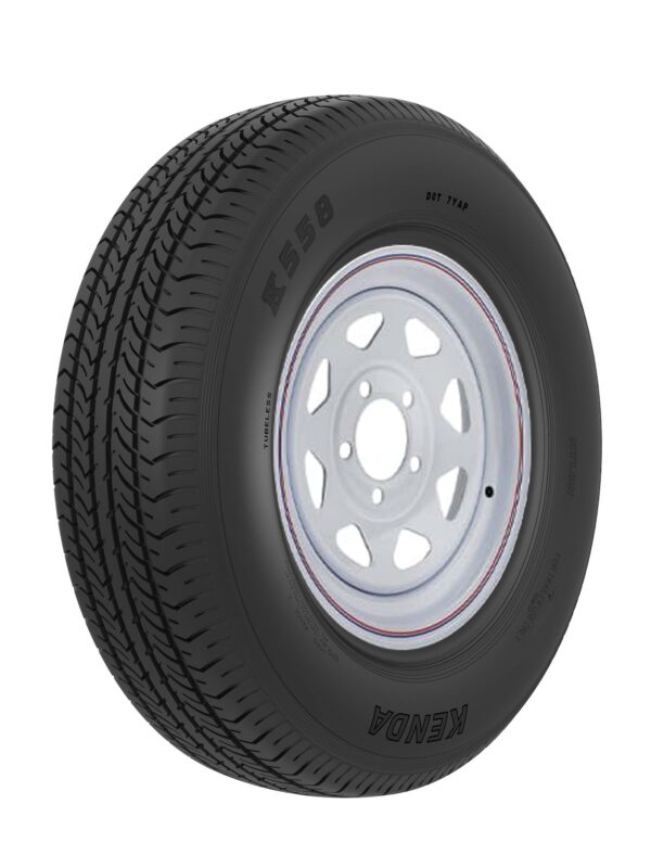 Americana ST-205-75-14 Tire/Wheel Assembly, Bias Ply, White, 14 x 5.5 in