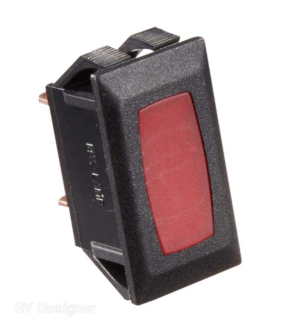 RV Designer 14V 10A Power Indicator Light, Red Lens, Black Panel