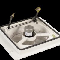 MaxxAir Powered Roof Vent, 14 x 14 Inch, Smoke Lid, White Frame