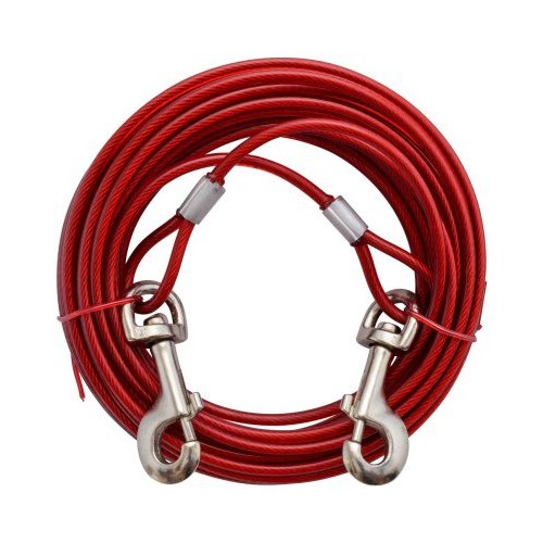 Valterra Steel Cable Pet Leash, 30 Feet, Red, for Dogs up to 100 lbs