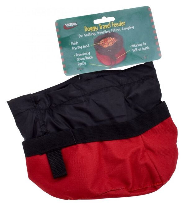 Valterra Dry Dog Food Travel Feeder Pouch, Black/Red Polyester