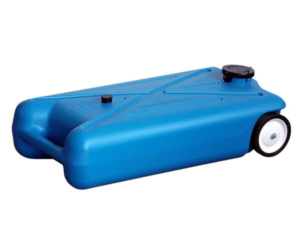 Barker 10-Gallon Portable Waste Tote, 2 Wheels, Blue