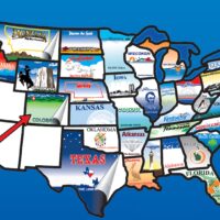 State Sticker, 50 State Map, Suction Cup, 20 x 13-1/2 Inch