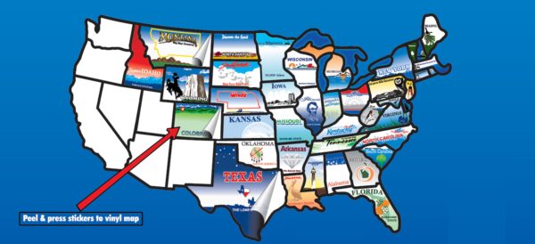 State Sticker, 50 State Map, Suction Cup, 20 x 13-1/2 Inch