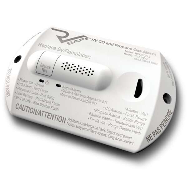 RV Safe Carbon Monoxide and Propane Detector, 12V Hardwired, White