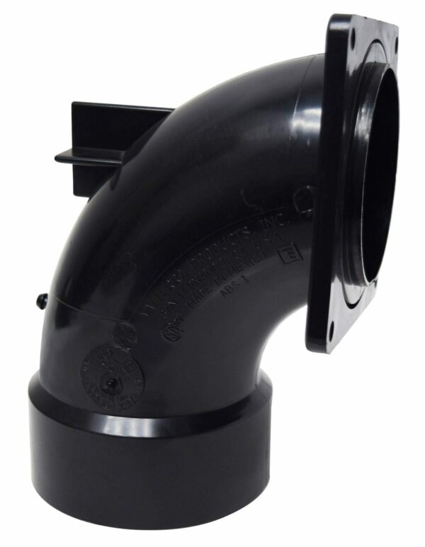Valterra 90-Degree Sewer Waste Valve Elbow, 3" Hub with Rotating Flange, Black